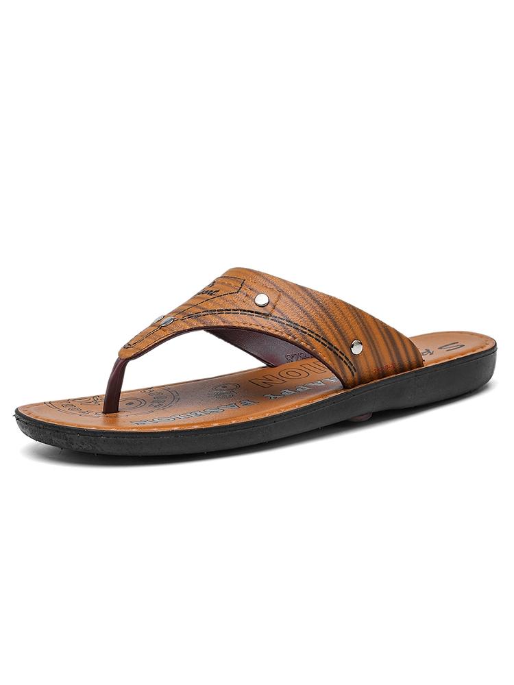 Men's Flip Flops, PVC Non-Slip Wear-Resistant Outsole + Breathable Upper, Summer Outdoor Casual Slippers