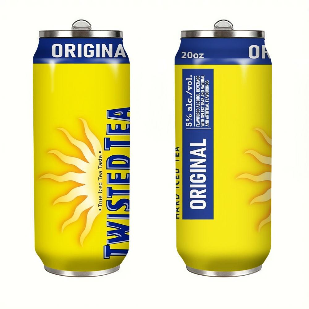 1pc Twisted Tea 17oz Portable Cup, Leak-Proof, Rust-Resistant, with Lid and Straw, Suitable for Hot and Cold Drinks, Ideal for Camping and Outdoor Use