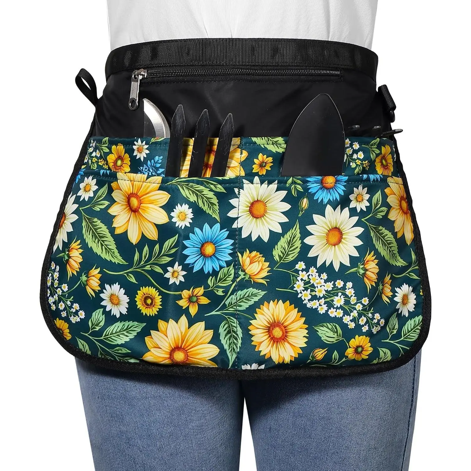 Garden Apron for Women with 5 Pocket,Half Florist Apron Harvesting Apron