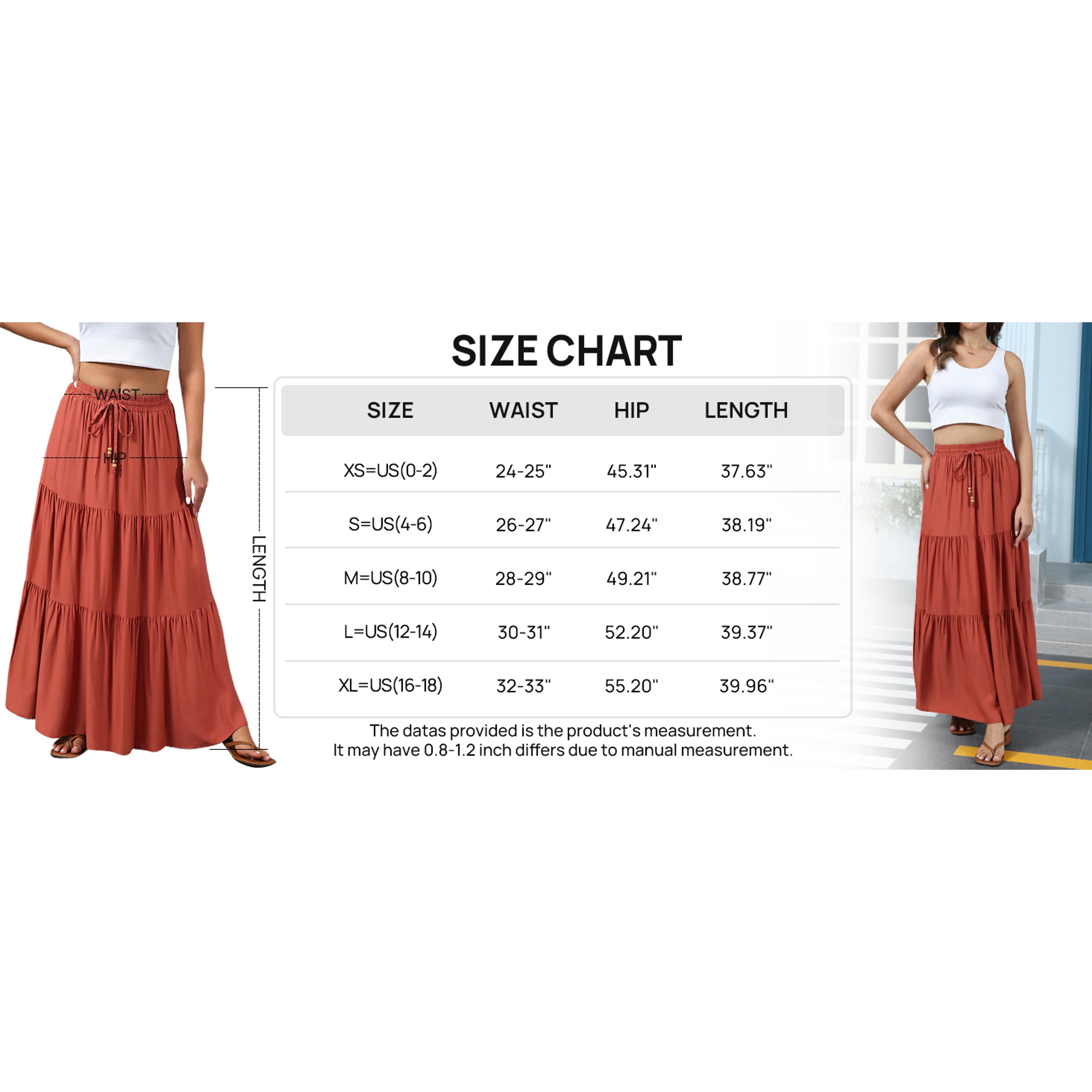 Women's Summer Boho Maxi Skirt A-Line Flowy Ruffle Tiered Elastic High Waist Beach Long Skirts with PocketsGift