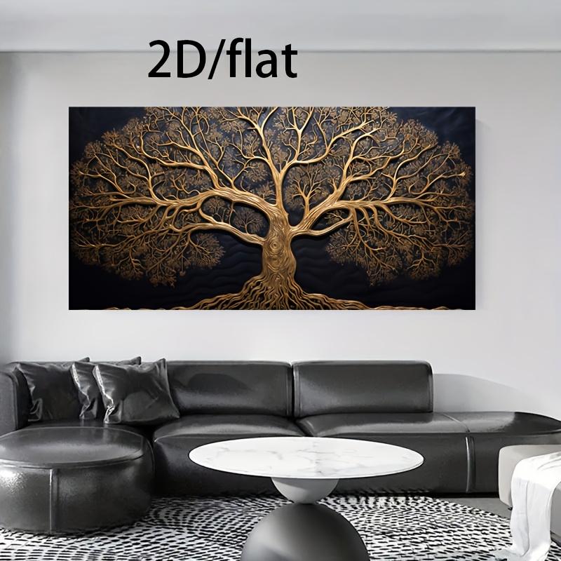 1-Piece Modern 2D Flat Tree of Life Canvas Wall Art, 30x60in/75cmx150cm Poster Print for Living Room, Bedroom Home Decor, One-Piece