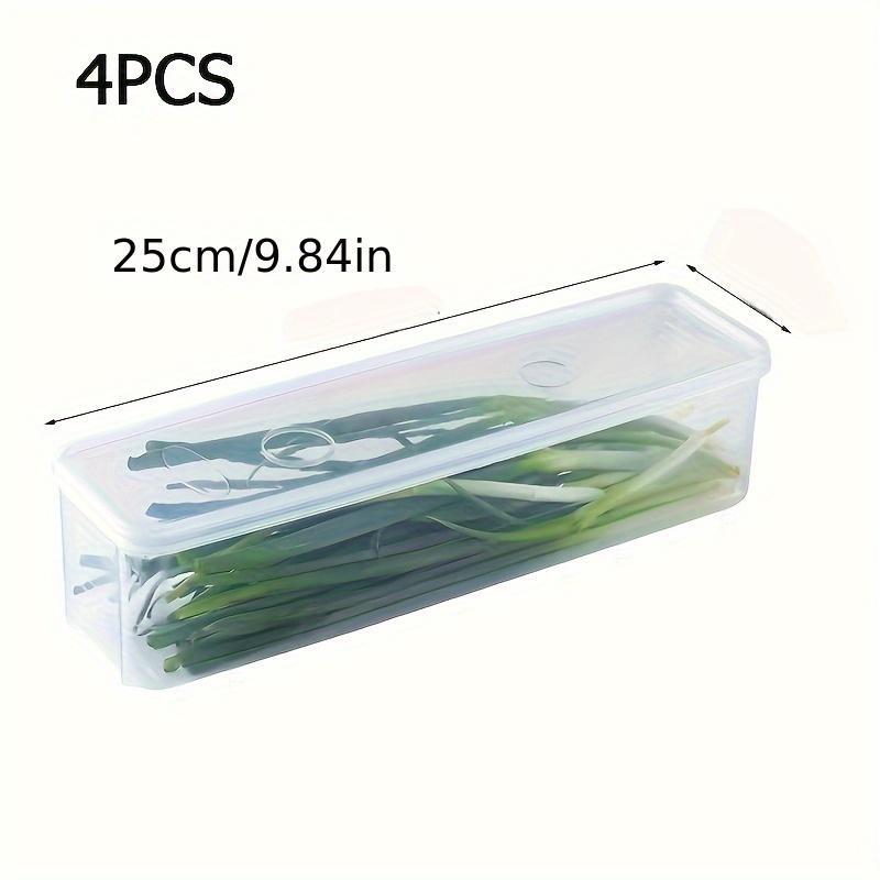 FAXHION 4-Piece Plastic Food Storage Container with Lid, Rectangular Airtight Storage Container for Onions, Coriander, Coriander, Garlic, Noodles, Eggs, Pantry Pasta Horizontal Storage Tank, Free of BPA