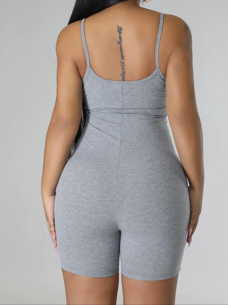 Women's Solid Backless Sleeveless Jumpsuit, Casual High Waist Tight-fitting Jumpsuit for Summer, Ladies Clothes for Daily Wear