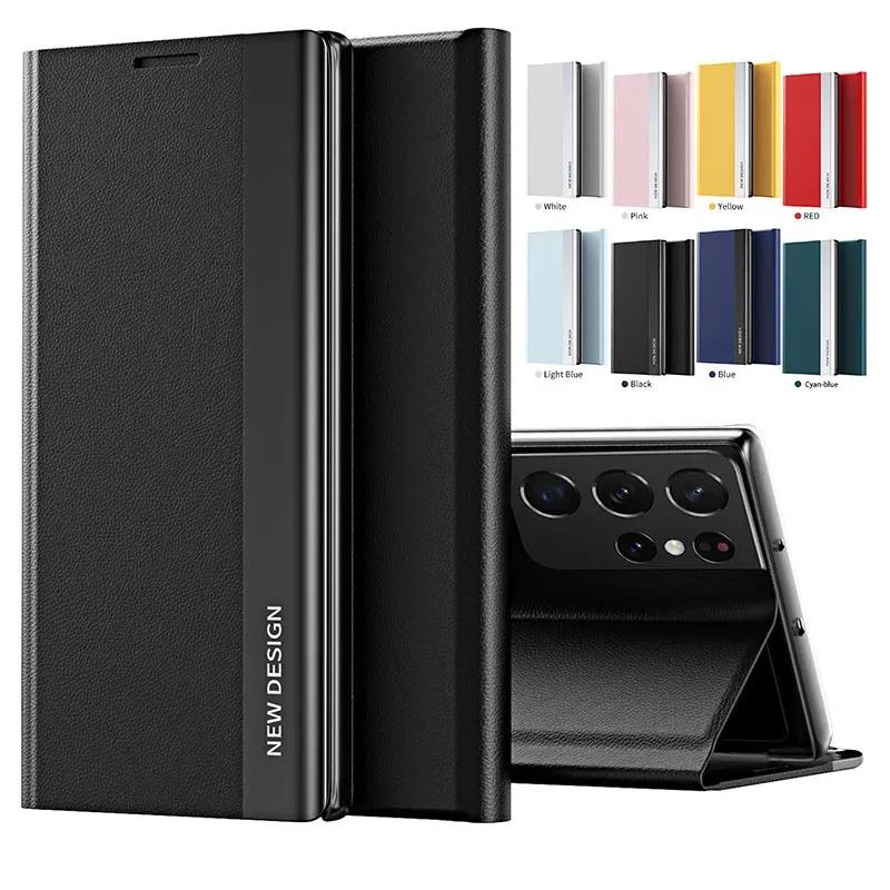 Luxury Leather Flip Case For Samsung Galaxy S26 S25 S24 S23 S22 S21 S20 Ultra Plus Edge S23 S21 S24 FE Note 20 Ultra Stand Cover
