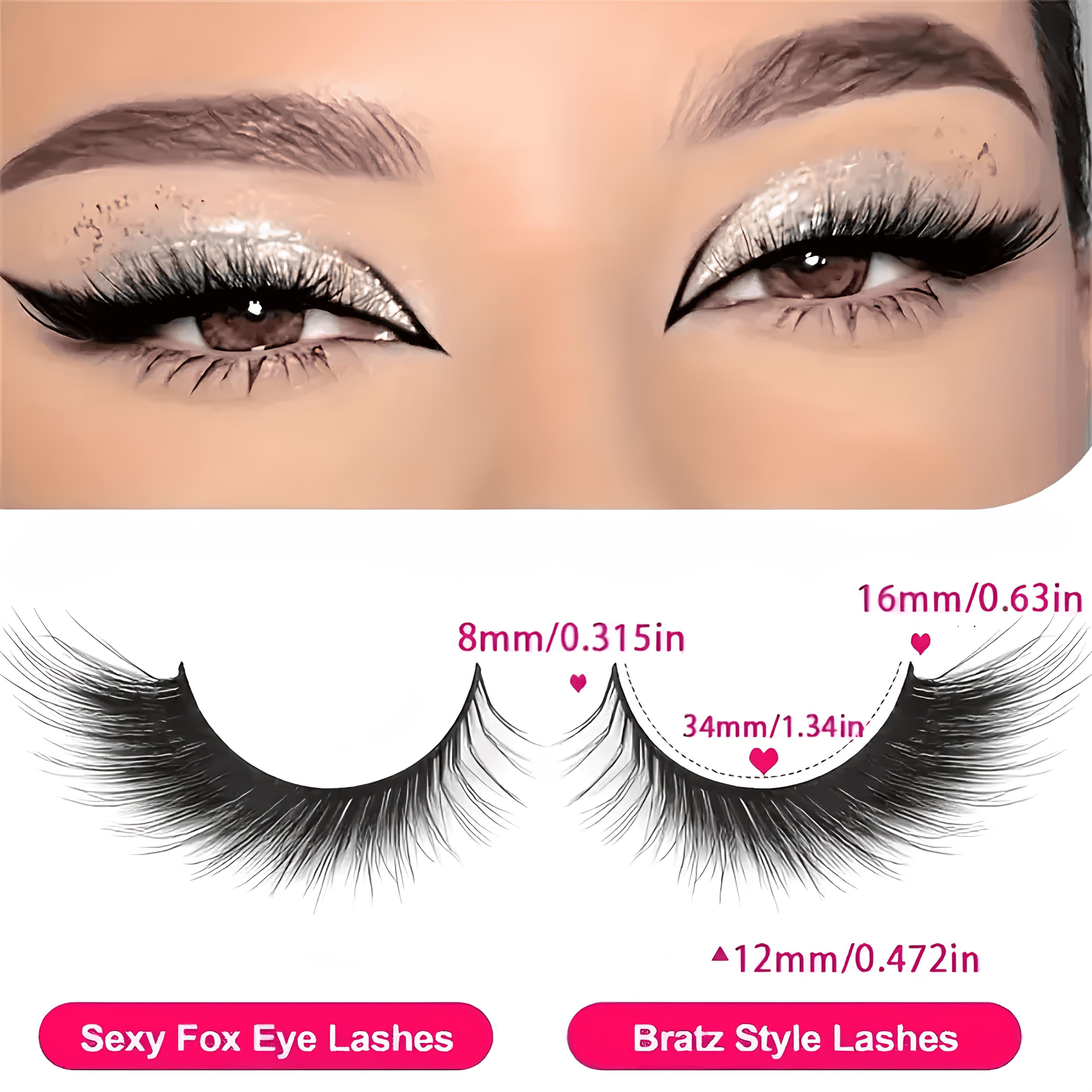 5/15 Pairs of Hypoallergenic False Eyelashes | Natural Style, Fluffy Cat Eye Lashes with Wings, Fairy Fox Effect