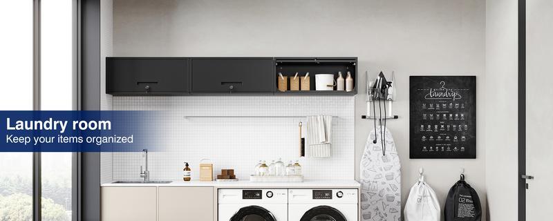 Yizosh Metal Garage Wall Cabinet with Doors, Wall Mounted Metal Storage Cabinet, Floating Garage Tool Cabinet for Garage, Basement, Kitchen, Warehouse ( 13.7" H)