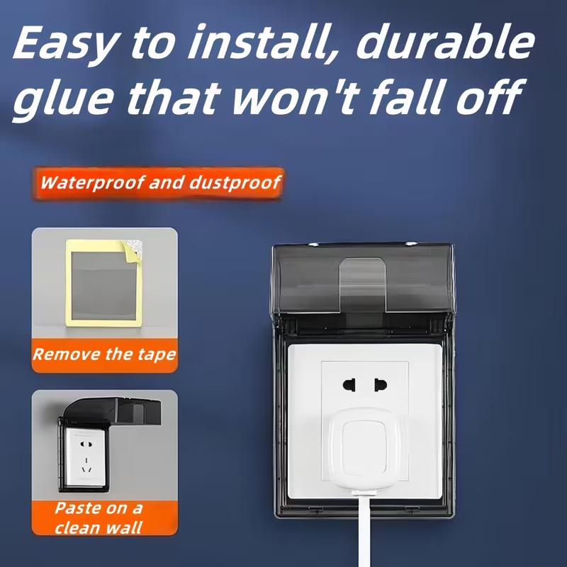 Waterproof Self-Adhesive Socket Box, High-Line Switch Cover, No Drilling Splashproof Outlet Protector, Bathroom Power Plug Holder