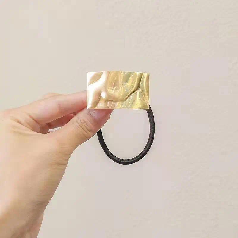 Simple Metal Fashion Elastic Hair Bands Lady Geometric Hollow Gold Headwear Hair Rope Ties Women Hair Accessories
