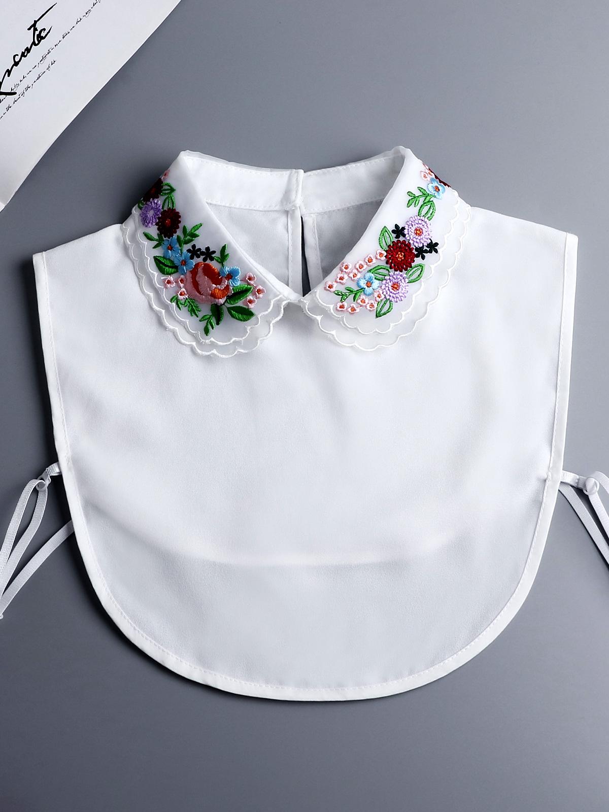 Embroidery Fakes Collar Women Cotton Detachable White Collar Dickey Half Shirts, Detachable White Collar One Size Can Be Paired With Various Jackets Suitable For Business, Gatherings, And Various Occasions Not Deformed And Easy To Clean