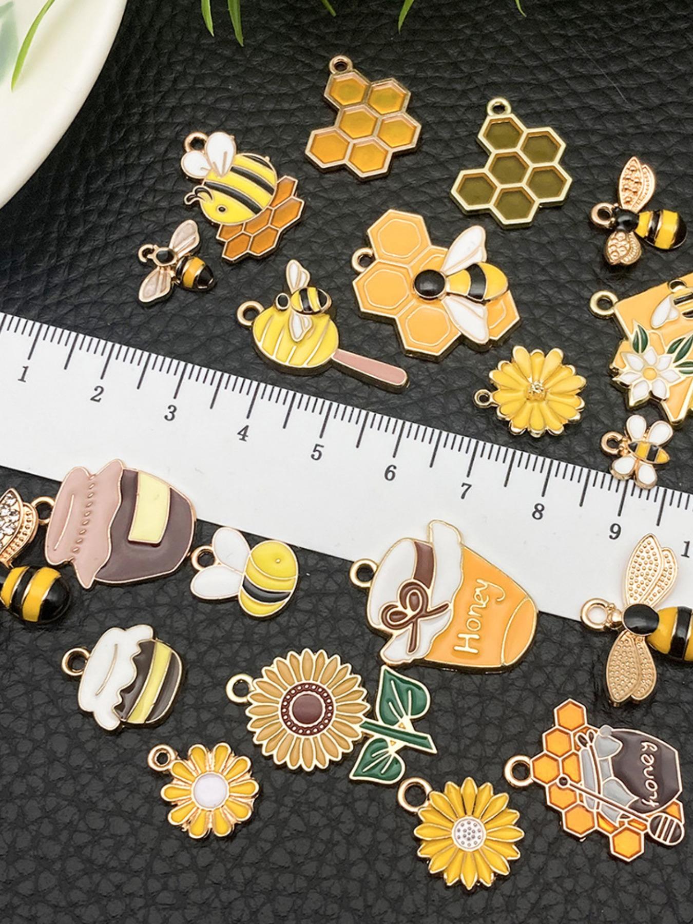 5 Piece DIY Alloy Oil Drip Jewelry Accessories Bee Insect Animal Pendants, Handmade Charm Bracelet Keychain Necklace Hanging Decorations