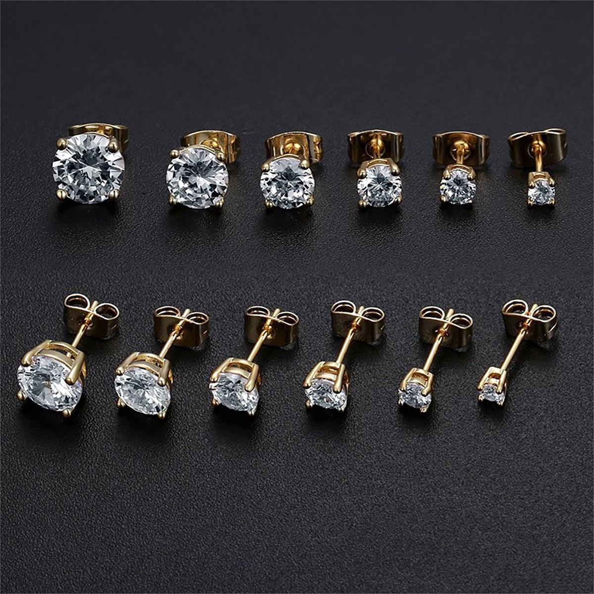 Delzzad S925 Round Synthetic Moissanite Stud Earrings Daily Costume Jewelry Accessories Perfect Birthday Wedding Anniversary Valentine Festive Gifts for Women Girls