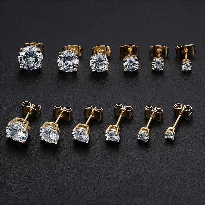 Delzzad S925 Round Synthetic Moissanite Stud Earrings Daily Costume Jewelry Accessories Perfect Birthday Wedding Anniversary Valentine Festive Gifts for Women Girls