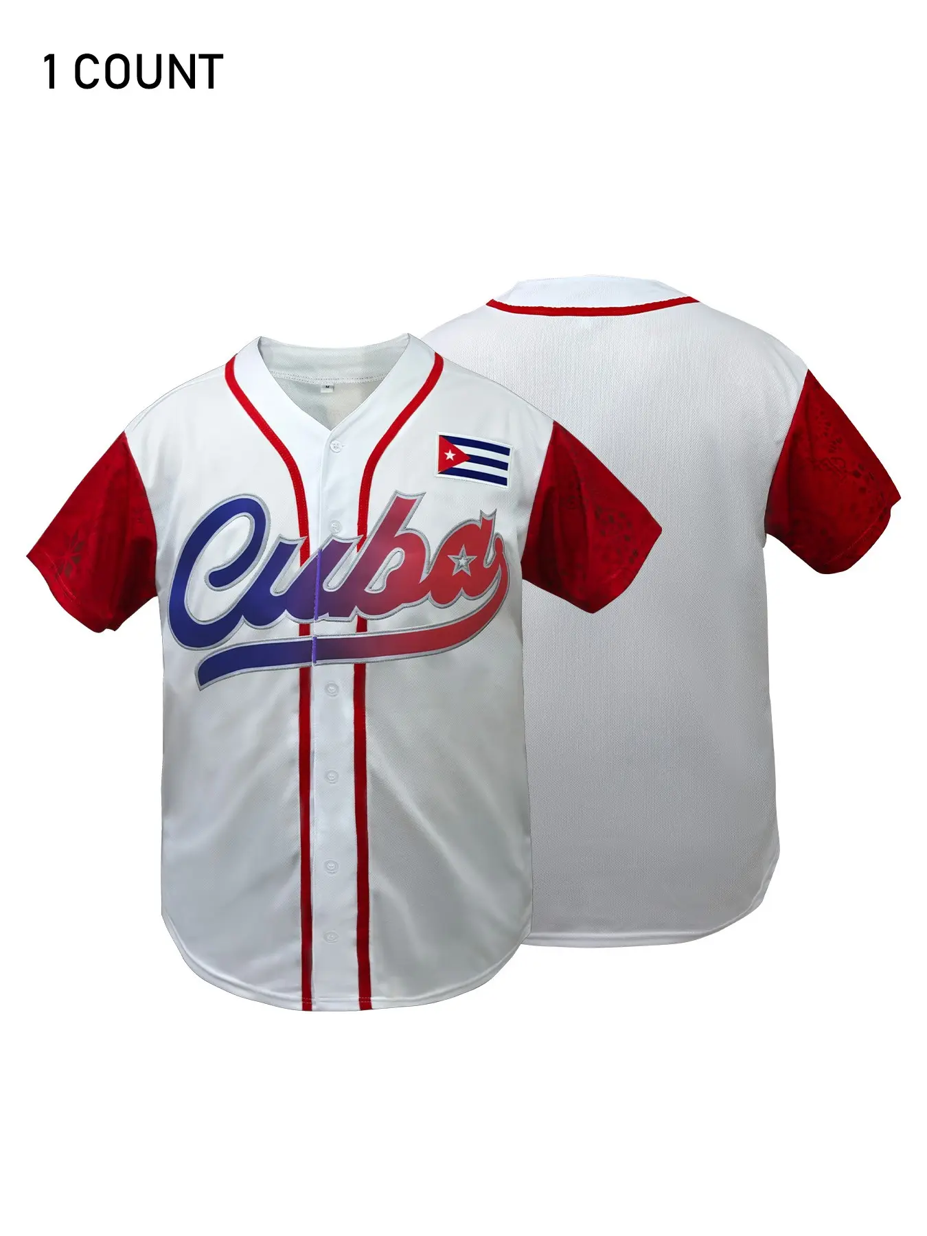 Cuba Embroidered Baseball Sports Style Jersey | Short Sleeve Breathable Sports Shirt | Casual Vintage Baseball Uniform for Fans Gift & Daily Wear | Athletic Tops | Embroidered Sportswear Top | Sports Clothing