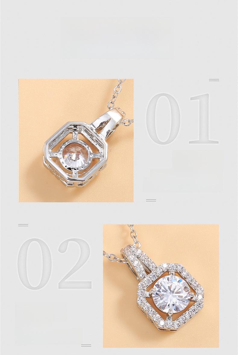Cross-border live broadcast zircon summer high-end non-fading Chinese Valentine's Day gift square perfume bottle pendant necklace