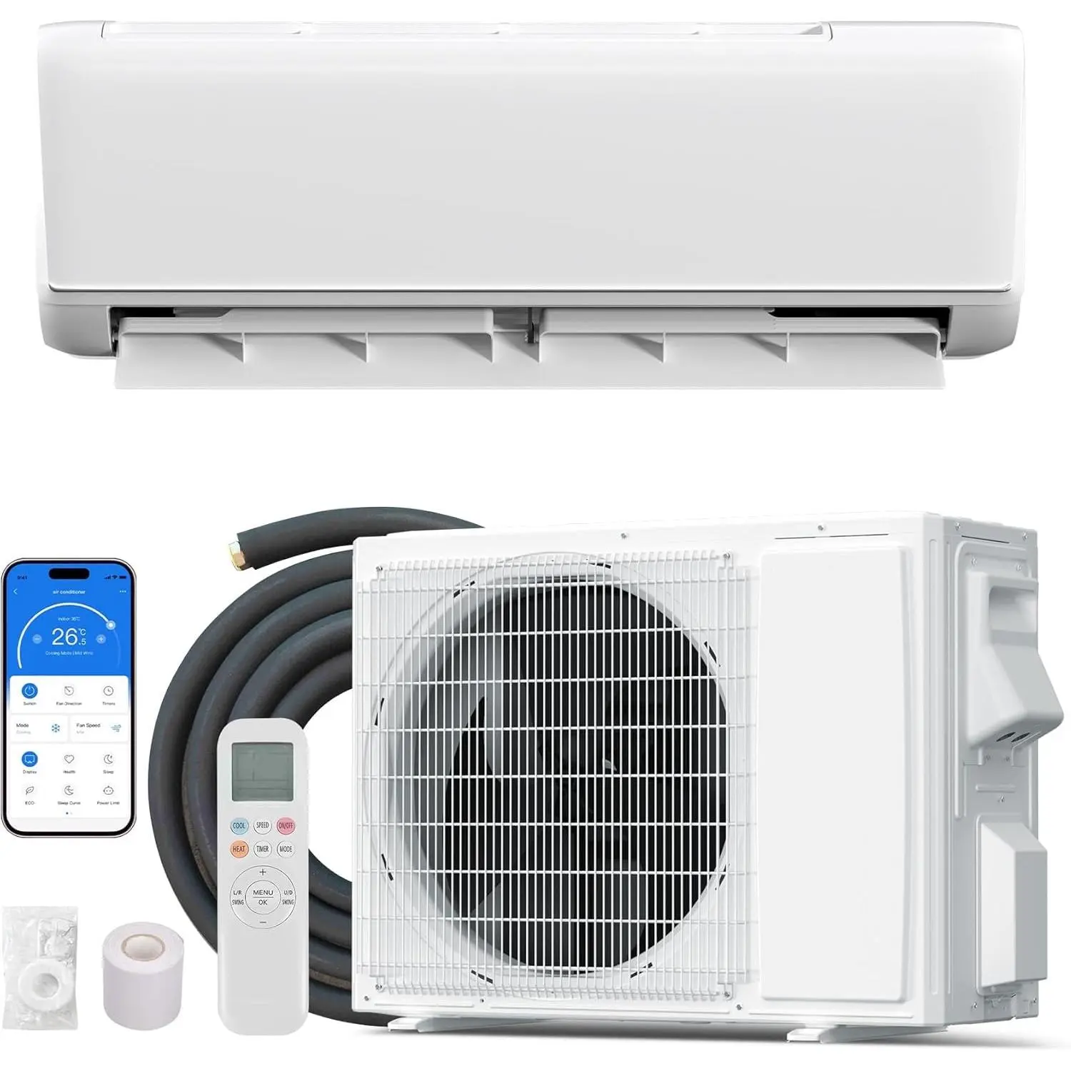 GARVEE 12000BTU Mini Split Air Conditioner with Heat Pump, WiFi, 22 SEER2, 115V (Mini Splits for Home Heating & Cooling Ventilation)