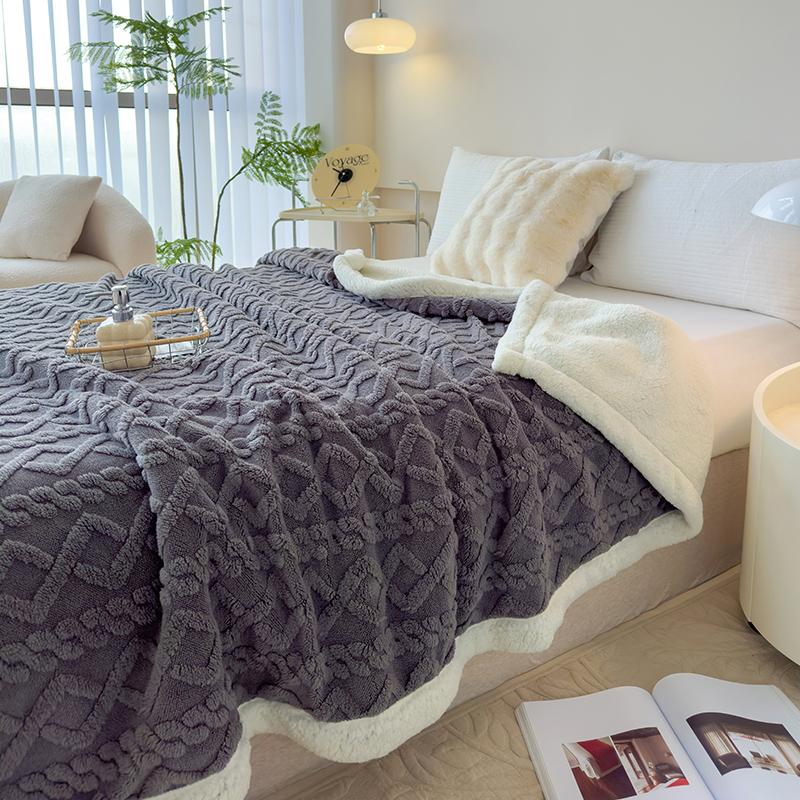 Thick Warm Plush Blanket, Diamond Pattern Flannel Throw, Style Bedroom Decor, Sofa Bed Cover, Living Room Rug, Dorm Essential