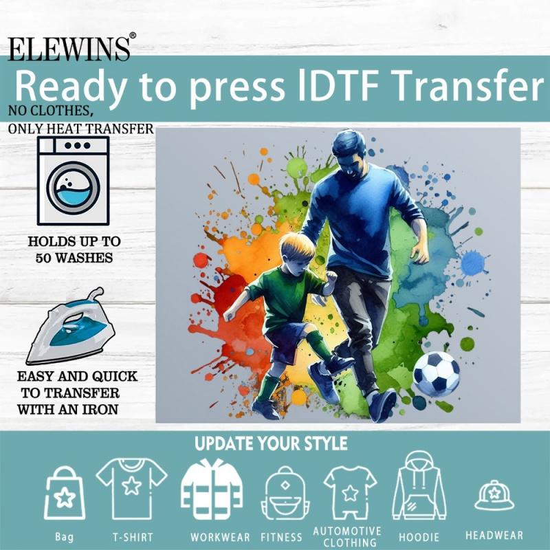 12 Sheets Football Father's Day Heat Transfer Vinyl HTV Gold Foil DTF for Tshirt Hoodie Jeans Backpack Pillow Machine Washable Iron on Transfer for Men Women