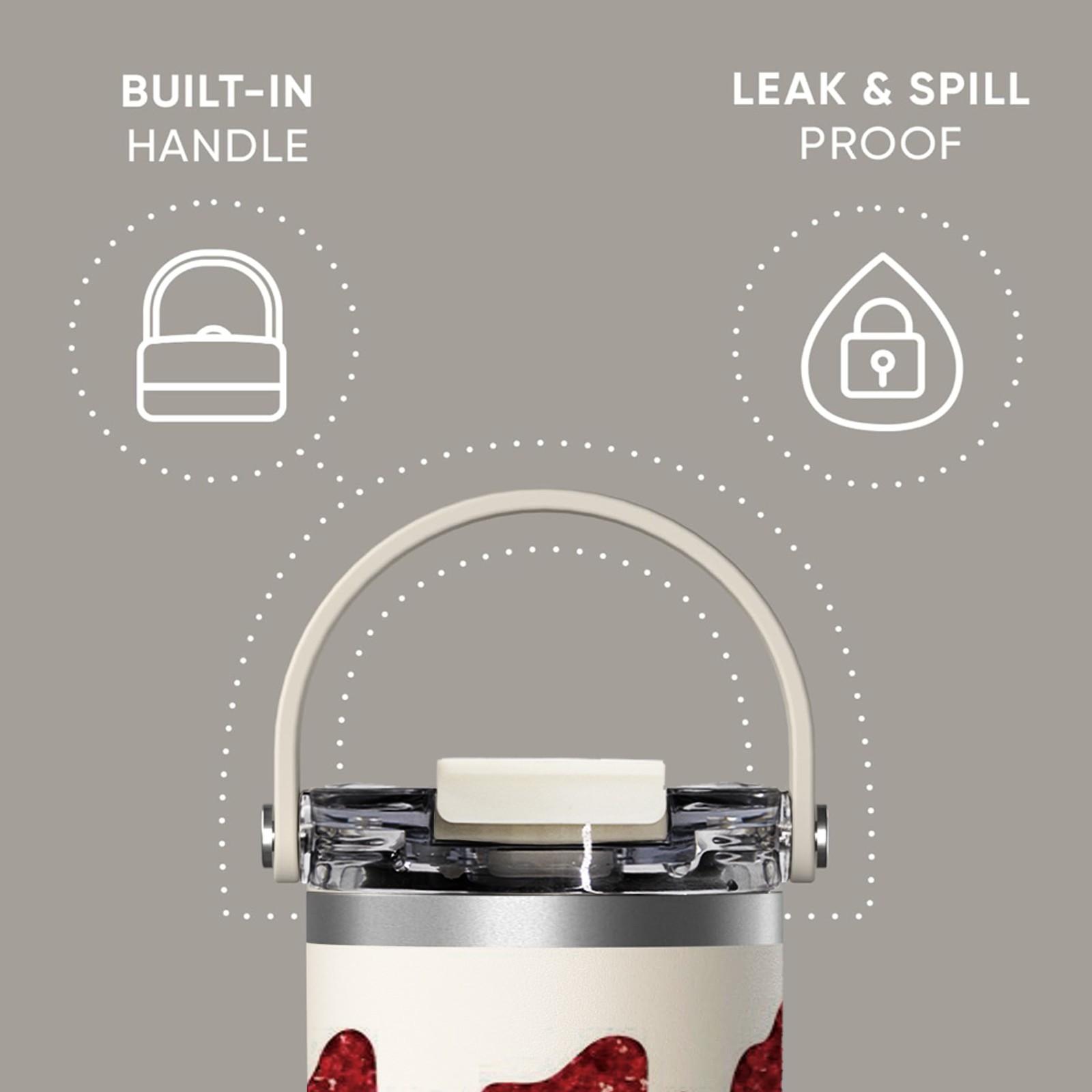 30oz Insulated Tumbler With Handle And Spout Lid, Dual Drinking Ways, Dr Pepper Soda Inspired Print, Retro Cola Style, Double Wall Stainless Steel Vacuum Insulated Flask, Keeps Hot 12 Hours Cold 24 Hours, Leak Proof Large Capacity Travel Mug