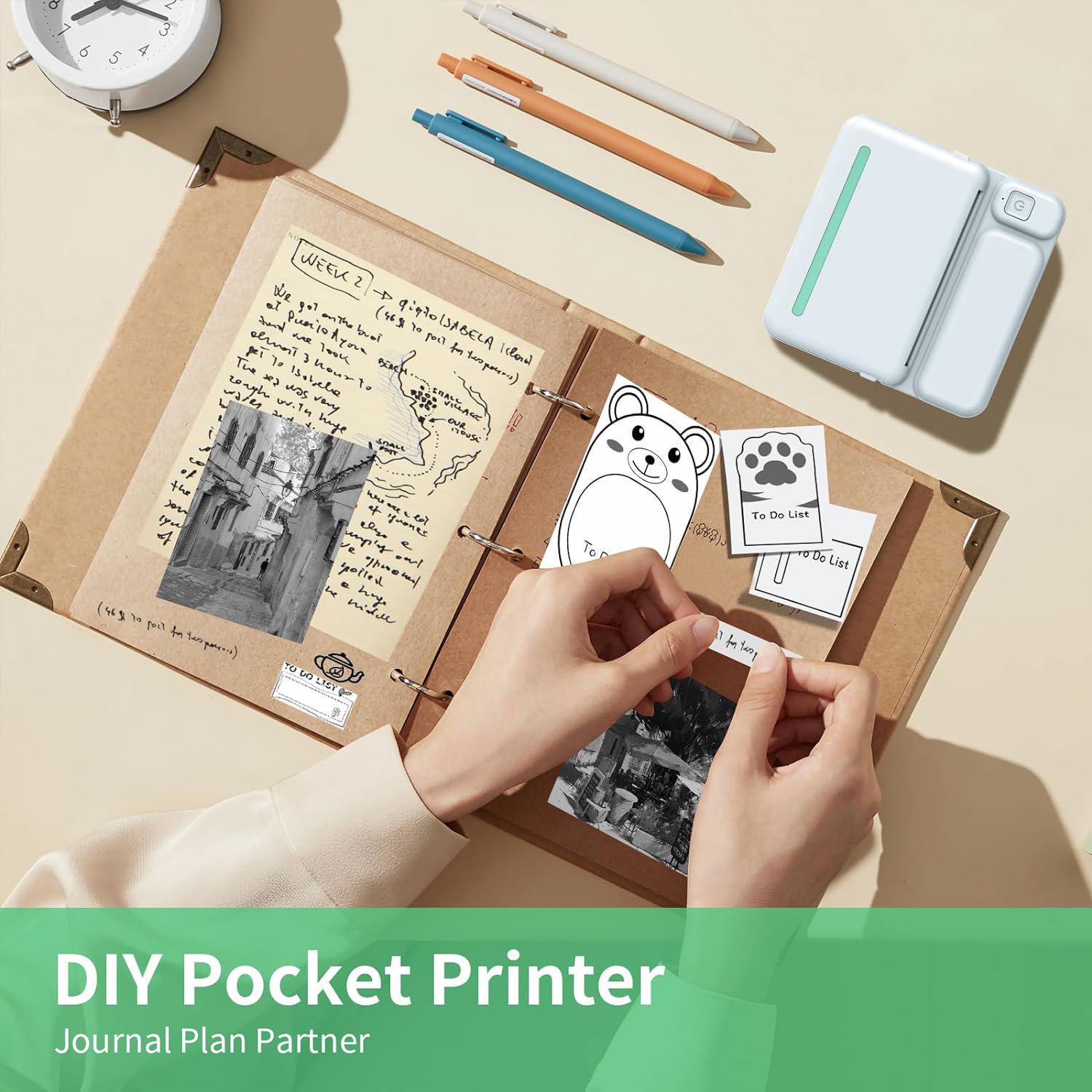 Portable Mini Printer, Thermal Inkless Printer, Sticker Printer, Print Text Notes Photos Course Labels To-Do Lists, portable thermal printers, Perfect Holiday Gift