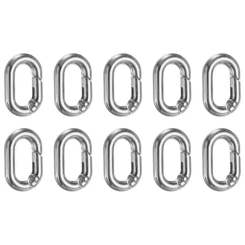 10-Pack Mini Oval Spring Keychains, Simple Small Keychain Accessories, Backpack Attachments, Essential Everyday Items