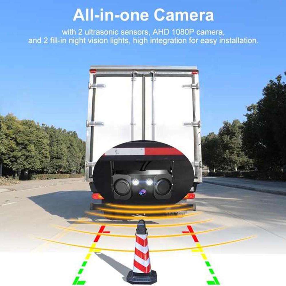 1PC 3 In 1 Car Reverse Backup Radar Rear View Camera W/ 2pcs Parking Radar Sensor