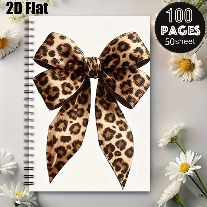 1 Spiral Notebook Leopard Print, 5.7x8.26 inch, Durable Binding, Daily Journal for Office School, Travel Notes, Gift for Students Teachers, Birthday Christmas Back to School Supplies [2D] Flat