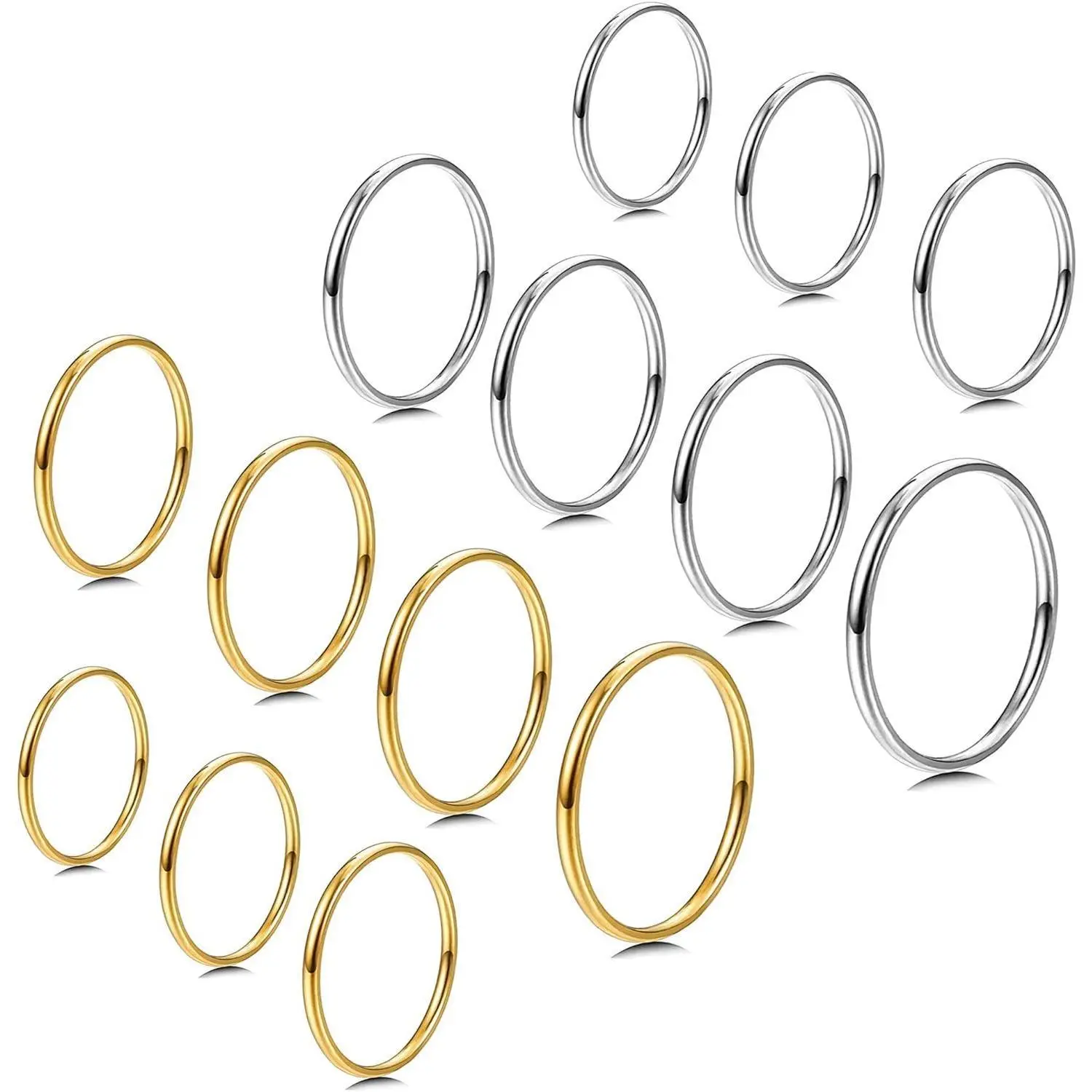 CASSIECA 1mm Non Tarnish Metallic Stainless Steel Women's Jewelry Rings, Thin Plain Simple Comfort Fit Stackable Bands for Knuckle, Midi Wear, Sizes 3 9 for Daily Use, Non Tarnish Jewelry Sohochic