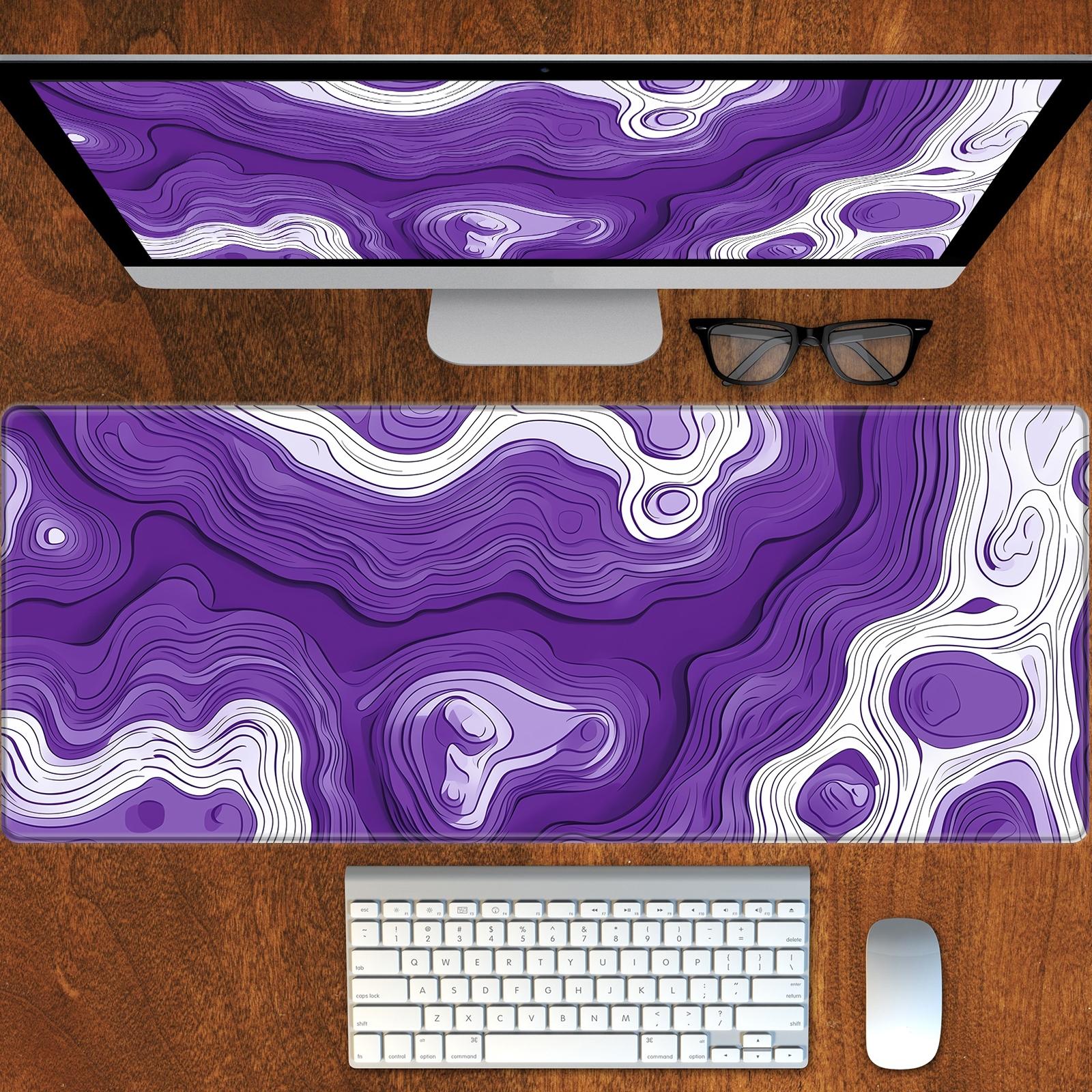 Topographic Map Pattern Mouse Pad, 1 Count Rectangle Gaming Mouse Pad, Office Desk Keyboard Mat with Non-Slip Rubber Base, Stitched Edges for Home Office