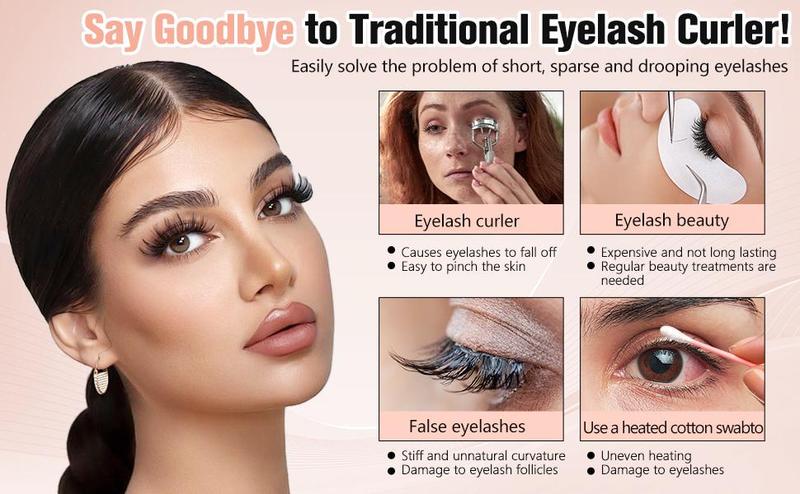 Heated Eyelash Curler, Electric Eyelash Curler Rechargeable, Portable Eyelash Curler, Mini USB Eye Lash, Quick Curling Long-Lasting, ABS Makeup Tools Gift for Women Girls