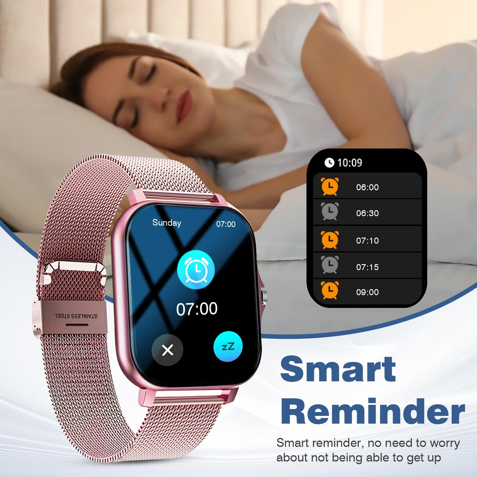 Smartwatch with Call Function - Wireless Call, Message Reminder, Pedometer & Calorie Tracking, Multiple Sports Modes, Weather Forecast, Wireless Connection, Comfortable, Unisex