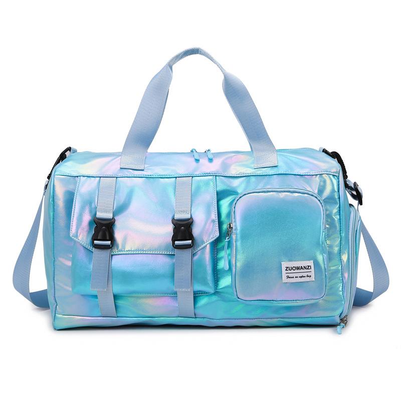 Cute and stylish travel organizer bag/luggage bag - fashionable color-changing waterproof fabric, with handles, shoulder strap, or crossbody wear, suitable for travel, fitness, and yoga - multi-functional carry-on luggage with adjustable shoulder strap