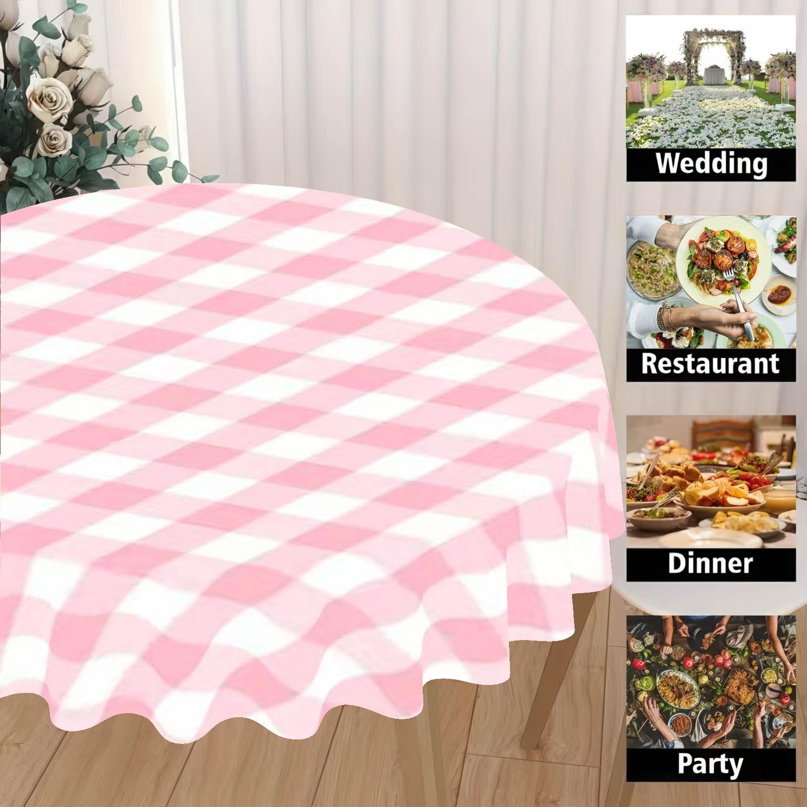 Plaid Style Tablecloth, 2D Fat Printing, Festival Party Tablecloth, Outdoor Camping Round Tablecloth, Kitchen Accessory, Ideal Gift