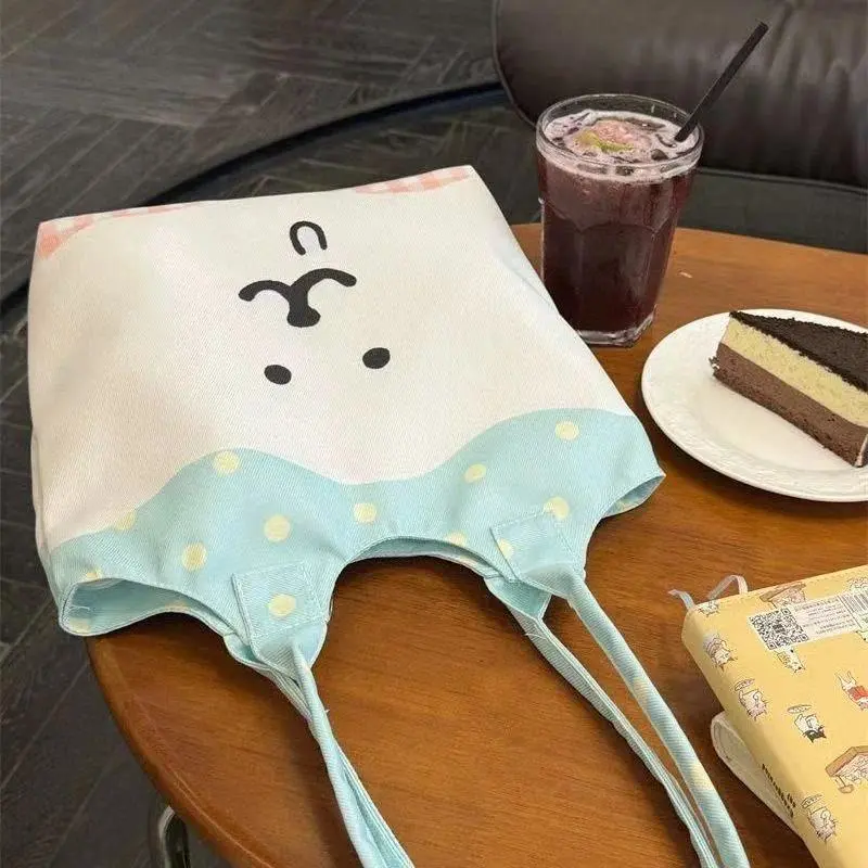 Hot Adorable Large Capacity Rilakkuma Canvas Tote Bag Casual Student Commuter Shoulder Bag Cartoon Illustration New Design Gifts
