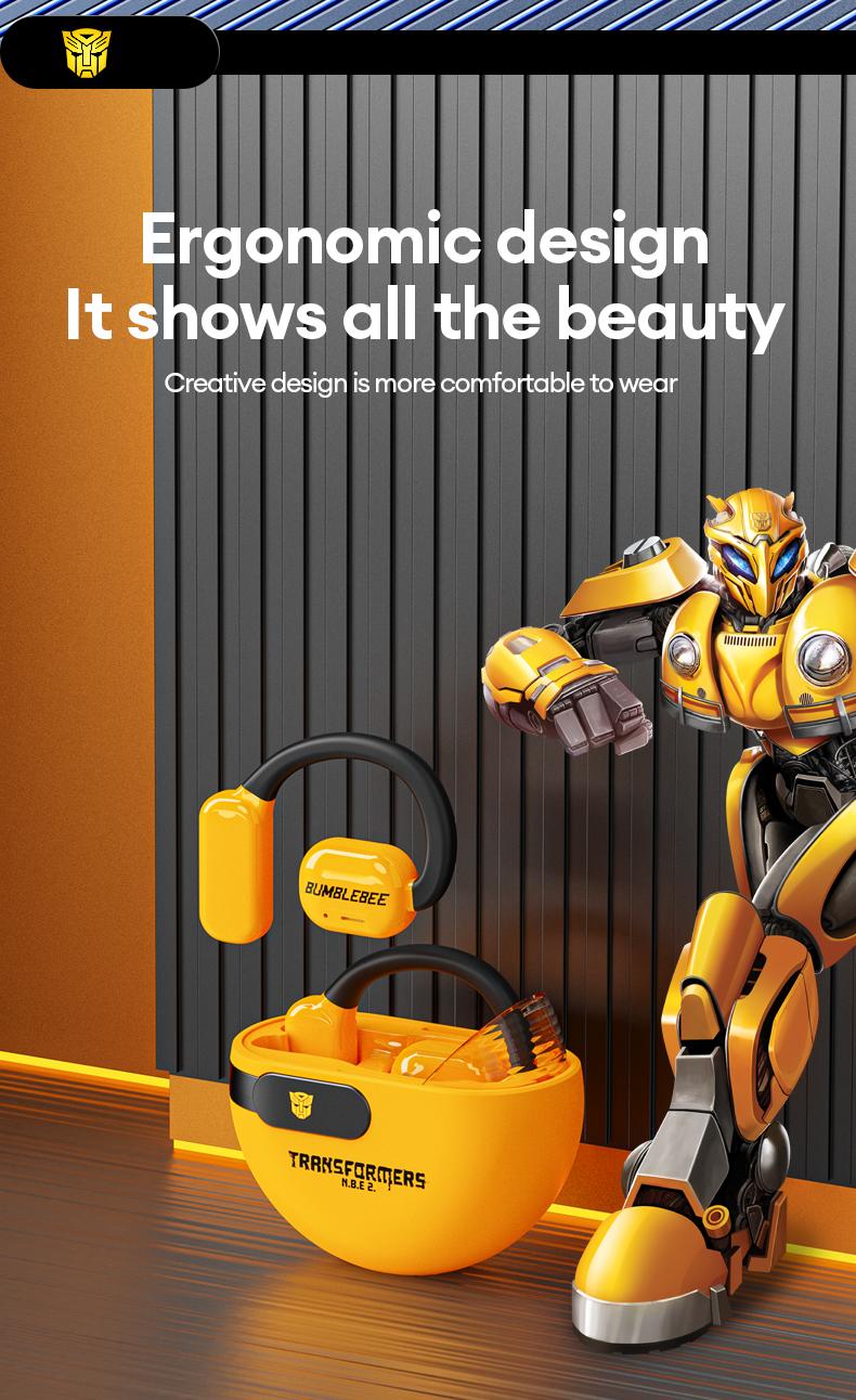 Transformers TF-T09 Open Ear Headphones Wireless Bluetooth 5.4, 60H Playtime Sport Earbuds Wireless with HD Mic Earhooks, Over Ear Headphones Waterproof for Running Fitness Workout