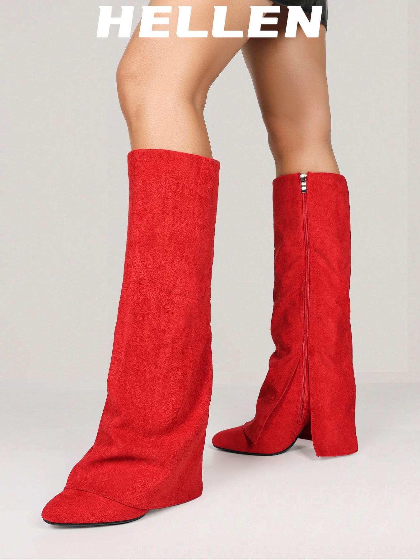 Women's Pointed Toe Knee High Boots, Classic Style, Winter Fashion, High Heel Side Zipper, Elegant Long Boot, Perfect Fall & Winter Shoes