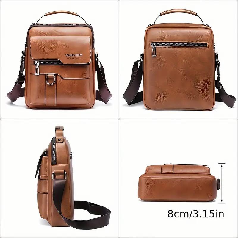 Vintage-Style Men's Crossbody Shoulder Bag - Stylish Business Handbag with Adjustable Strap, Multiple Compartments, and Classic Design - Perfect for Daily Use, Work, and Travel Fathersdaygift