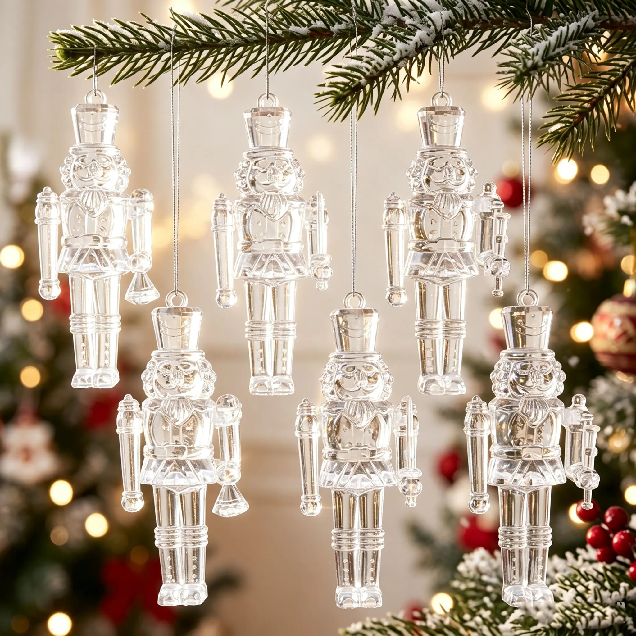 6-Piece Christmas Nutcracker Decor Set, 4.7-Inch Acrylic Nutcracker Figures, Mini Nutcracker Soldiers for Holiday Party Table Decor