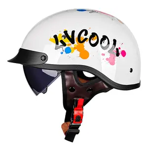 Vintage Half Helmet With Inner Lens Lightweight Summer Headgear For Men Women Motorcycle Scooter Riding