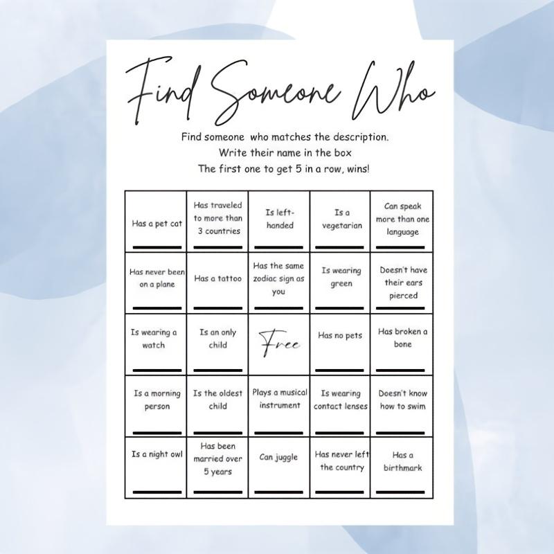10 Sheets Party Activity Supplies, Find Your Match Bingo Icebreaker Game, Fun Party Games for Social Events, Engaging Group Activities