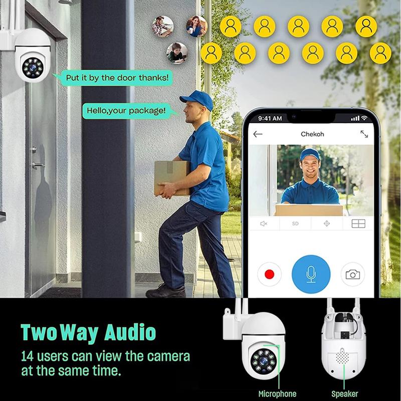 Wireless Wifi Security Camera System Outdoor Home 5G 1080P HD Night Vision Cam Surveillance Outdoor Security Cameras, Wi-Fi Wireless 1080P Dome Home Cam with Phone App, 360°View Pan/Tilt, Color Night Vision, 2-Way Audio, IP66 Waterproof, Motion Detection