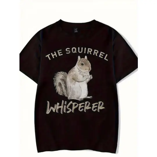 Men'S & Women'S Vintage Squirrel Graphic T-Shirt, Retro "The Squirrel Whisperer" Print Round Neck Short Sleeve Casual Tee ,Funny Animal Lover Apparel for Casual Attire, All-Season Comfort Fit Unisex Top