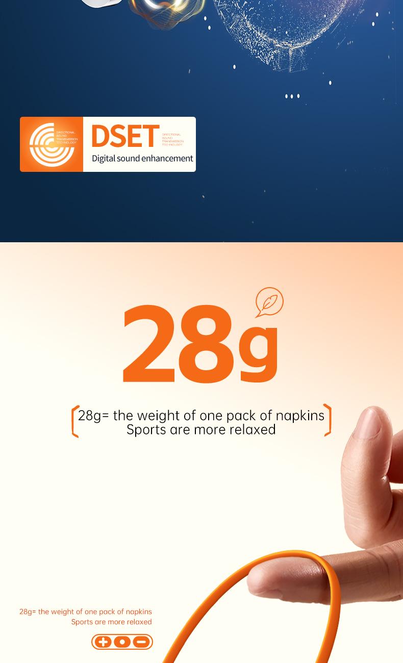 POLVCDG X6 wireless bone conduction headphones are deeply waterproof, 10 hours long battery life, 28g lightweight body 32GB large capacity.