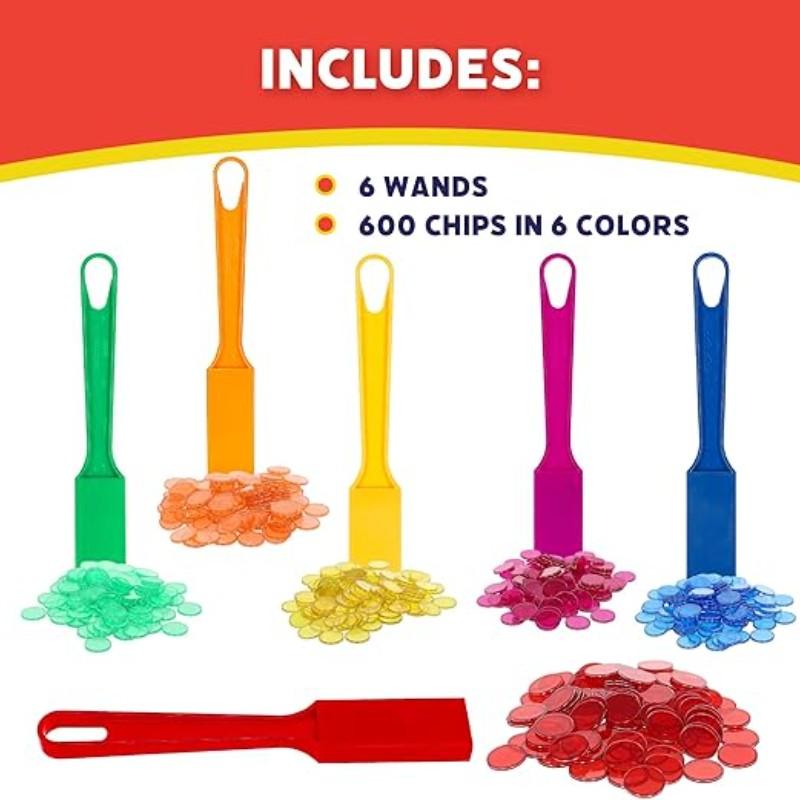 Complete Bingo Set with 6 Magnetic Rods and 600 Metal Edge Disks, Multiplayer Game for Family Night, Easy Pickup After Game