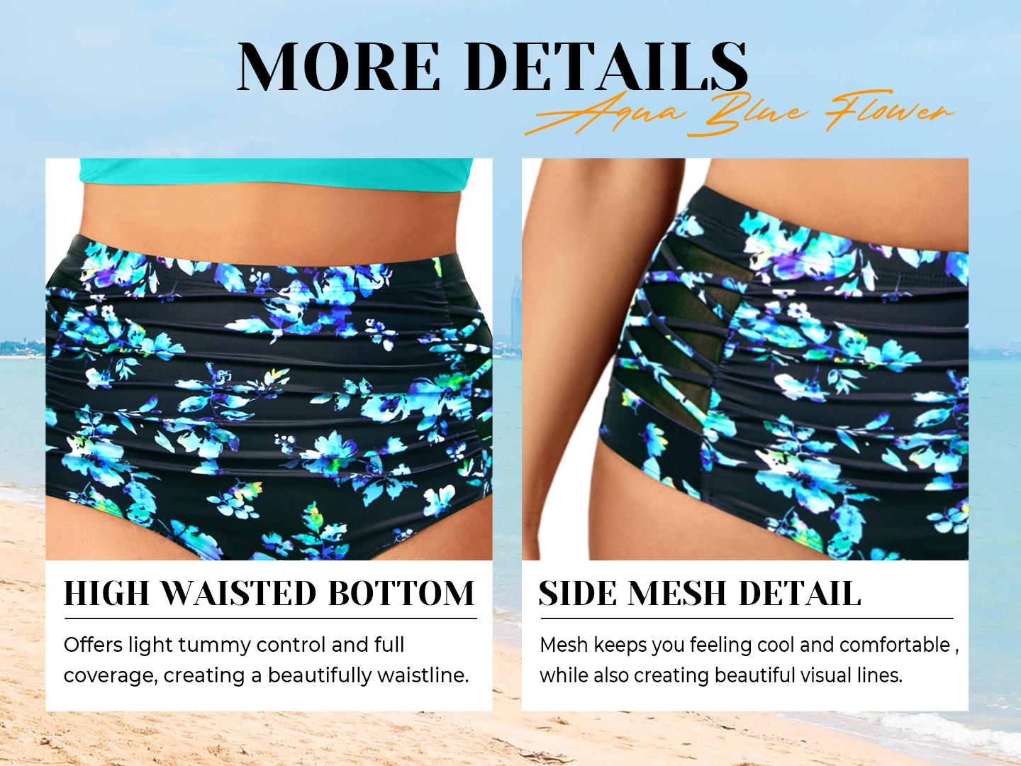 Tempt Me Plus Size Two Piece Swimsuit - High Waisted Bikini Set Tummy Control Bathing Suits for Women