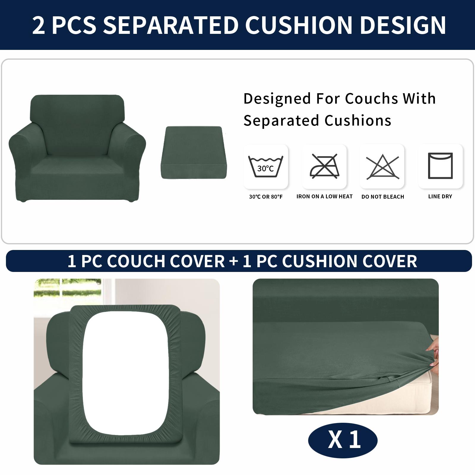 Easy-Going Stretch Soft Couch Cover for Dogs, Christmas Slipcover for Sofa with 1/2/3 Seperated Cushions, Washable Elastic Furniture Protector for Pets, Kids, Livingroom