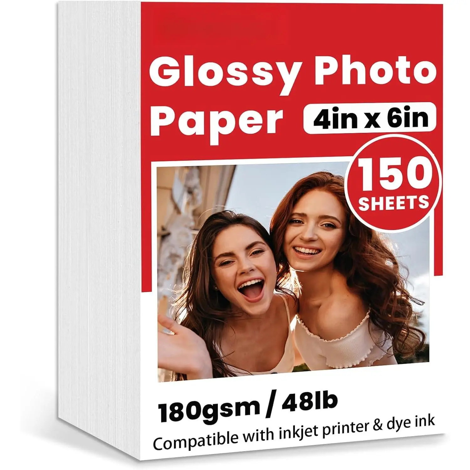 150 Sheets Glossy Photo Paper, 4in x 6in, 180GSM / 48lb
