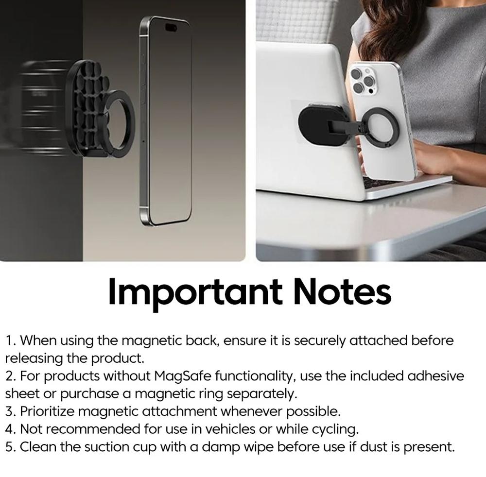 Three-in-One Magnetic Phone Stand, Multi-functional Foldable Portable Magnetic Adhesive Stand, Phone Desktop Wall Mount Stand, Finger Ring Magnetic Adhesive Stand, Foldable Rotating Three-in-One Multi-functional Phone Stand