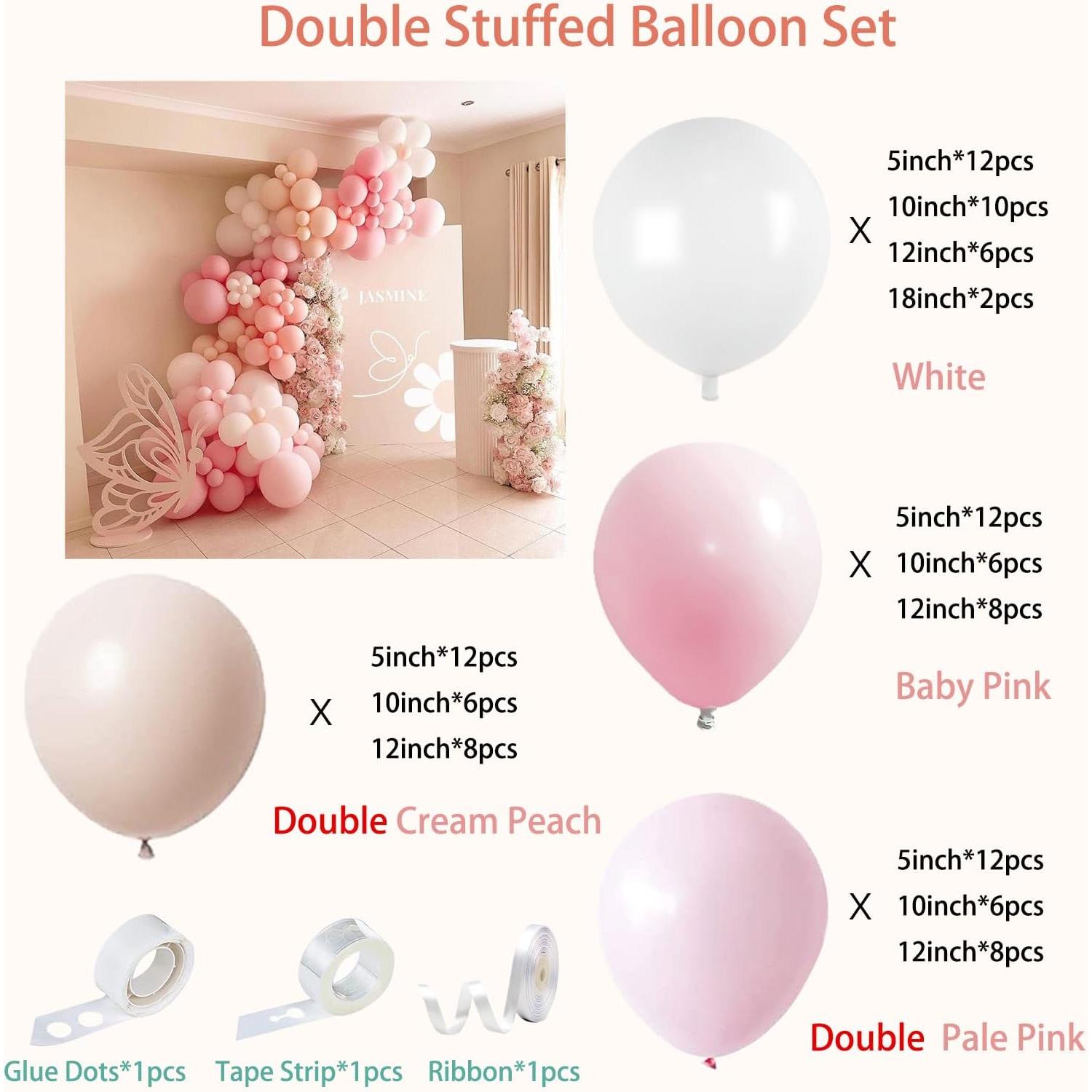 Balloons Garland Arch Kit - Double Stuffed Matte Light and White Cream Peach Latex Balloon Different Sizes 18 12 10 5In Boho Ballon for Shower Party Decorations Balloons Garland Arch Kit - Double Stuffed Matte Light and White Cream Peach Latex Balloon Different Sizes 18 12 10 5In Boho Ballon for Shower Party Decorations