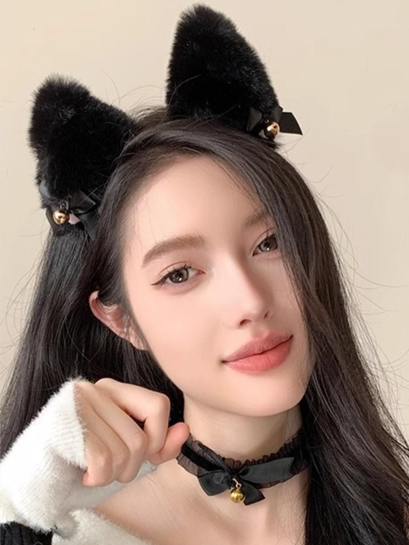 4-Piece Floral Cat Costume Set for Women, Includes Headband, Necklace, Gloves, Tail, Perfect for Halloween, Christmas, Cosplay, Performance