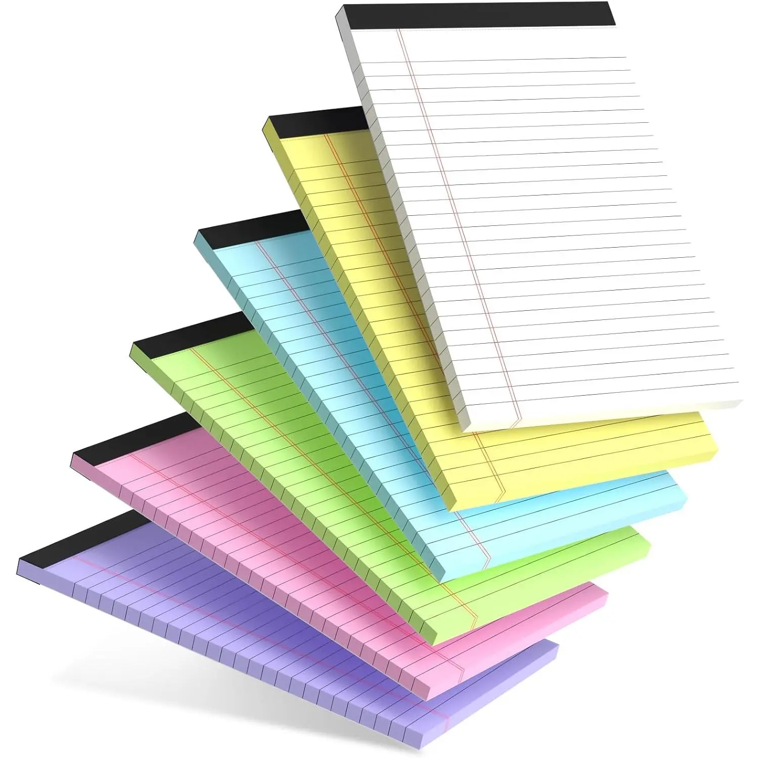 6pcs Colored Note Pads 5x8 College Ruled Small Legal Pads Paper Notepads 6 Pack Study Back Writing Pads 5 x 8 Paper Pads Perforated Narrow Ruled Pads of Paper 30 Sheets/Pack